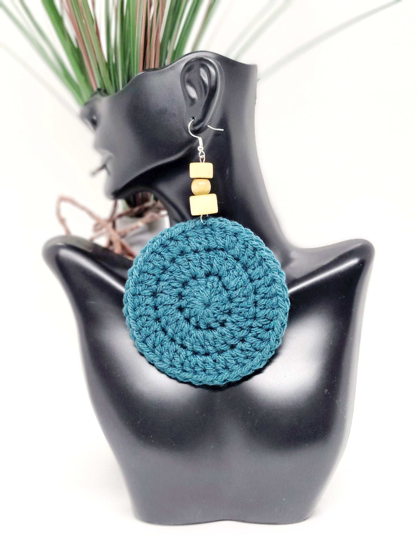 Crochet Hoop Earrings w/beads