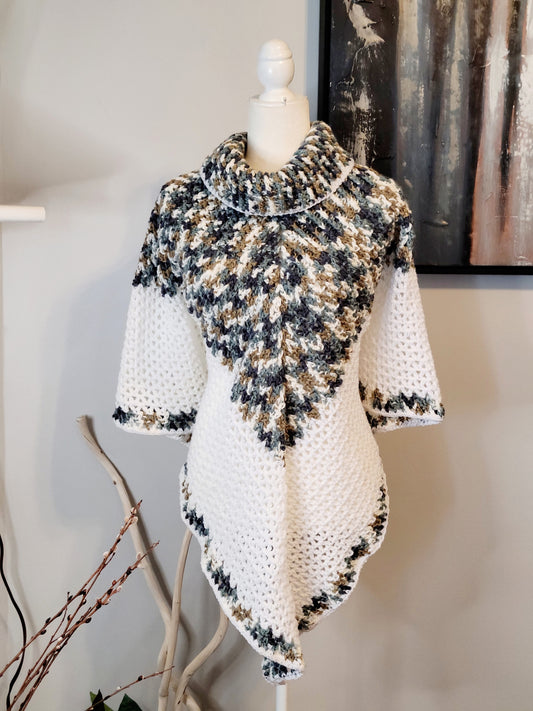 Turtle Neck Crochet Poncho