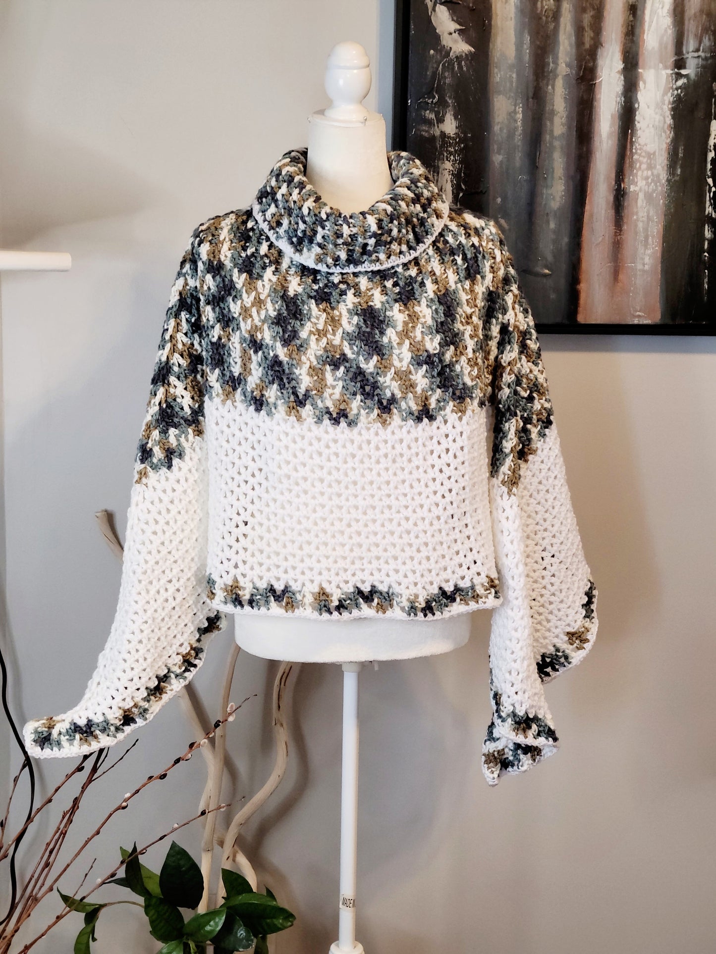 Turtle Neck Crochet Poncho