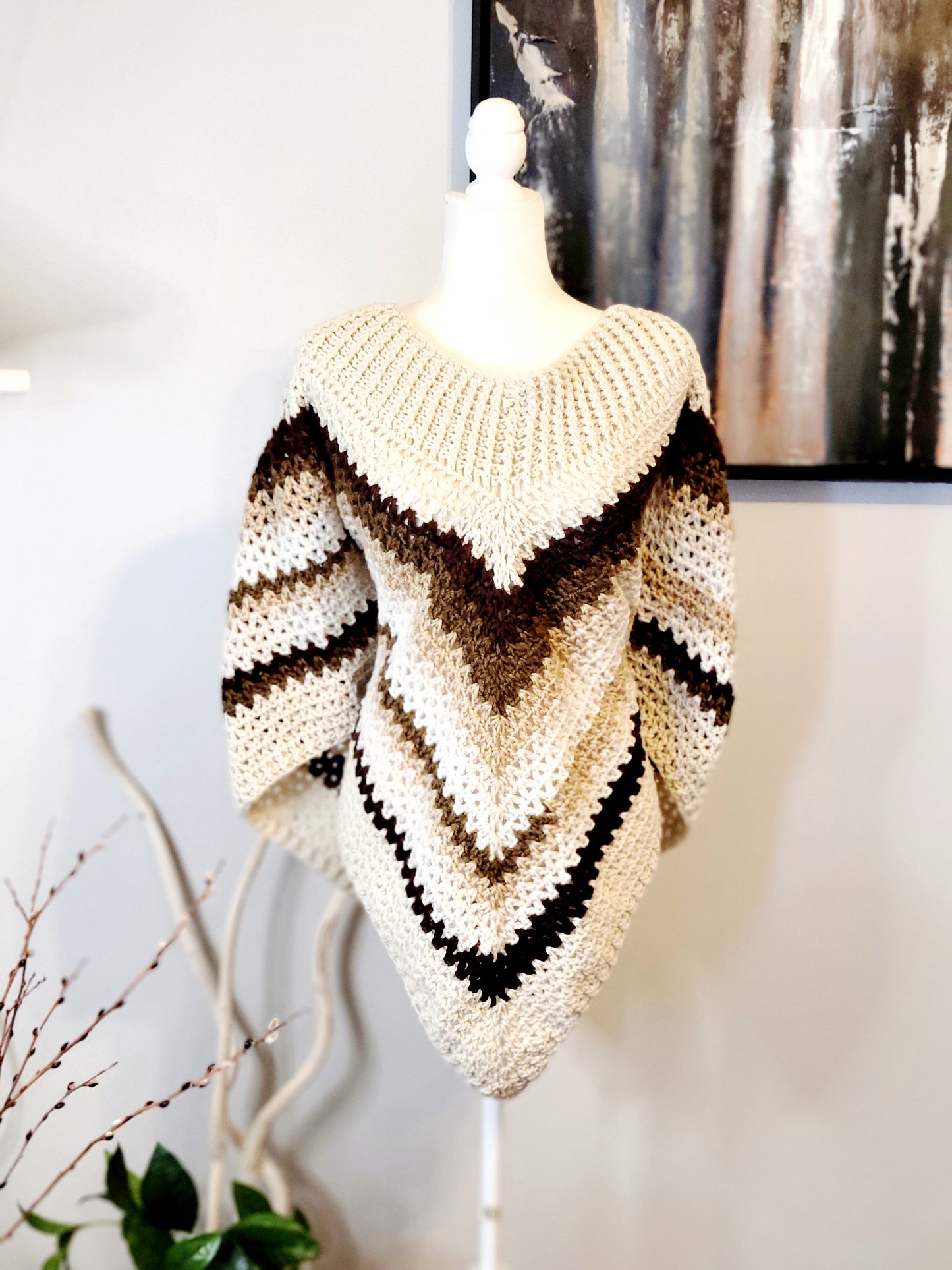 Wide Neck Crochet Poncho