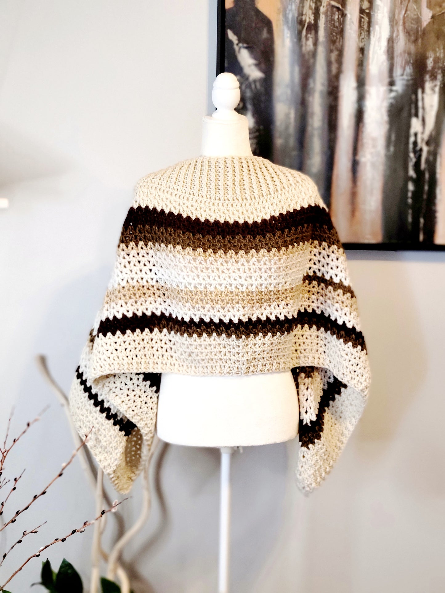 Wide Neck Crochet Poncho