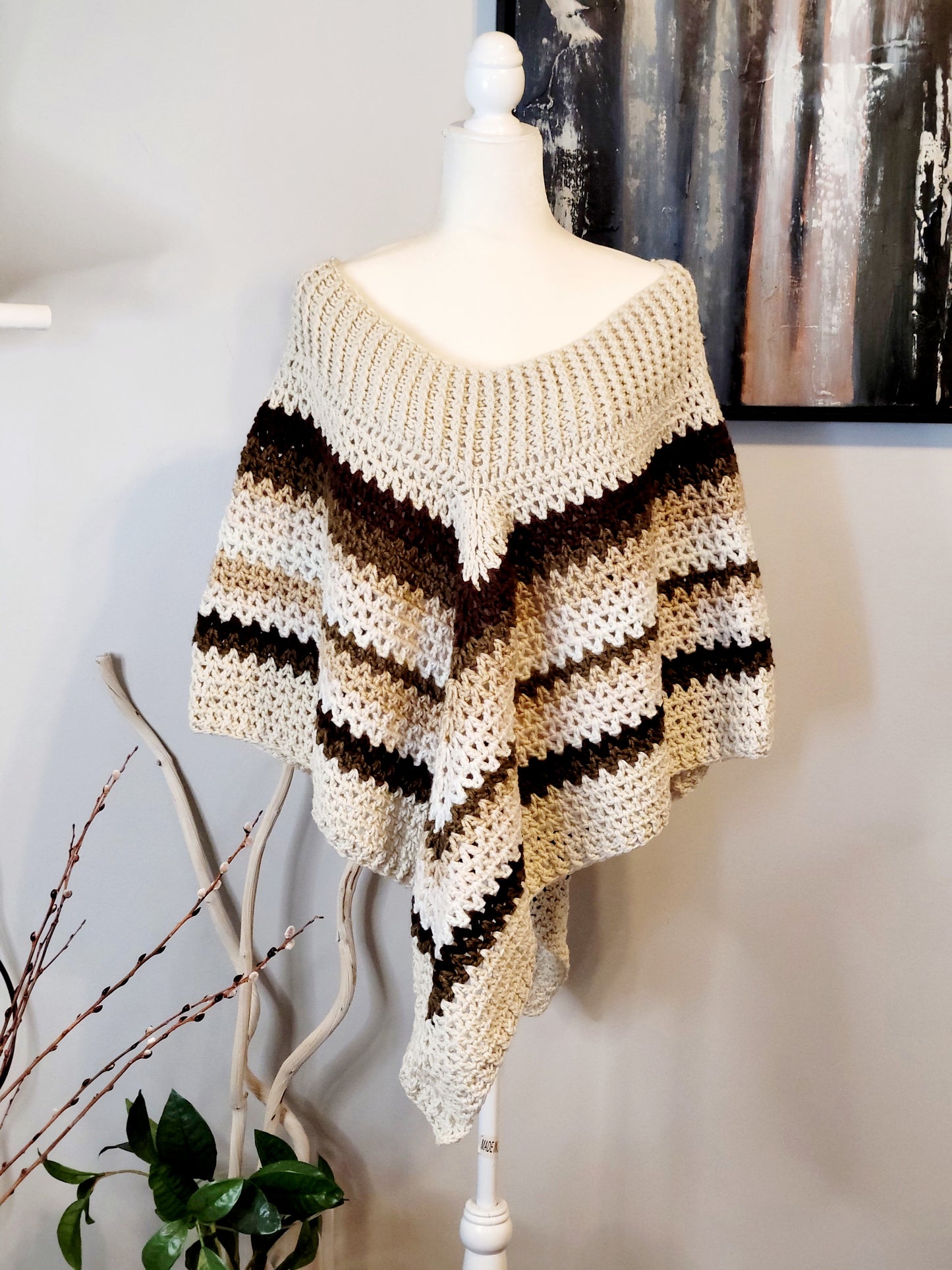 Wide Neck Crochet Poncho